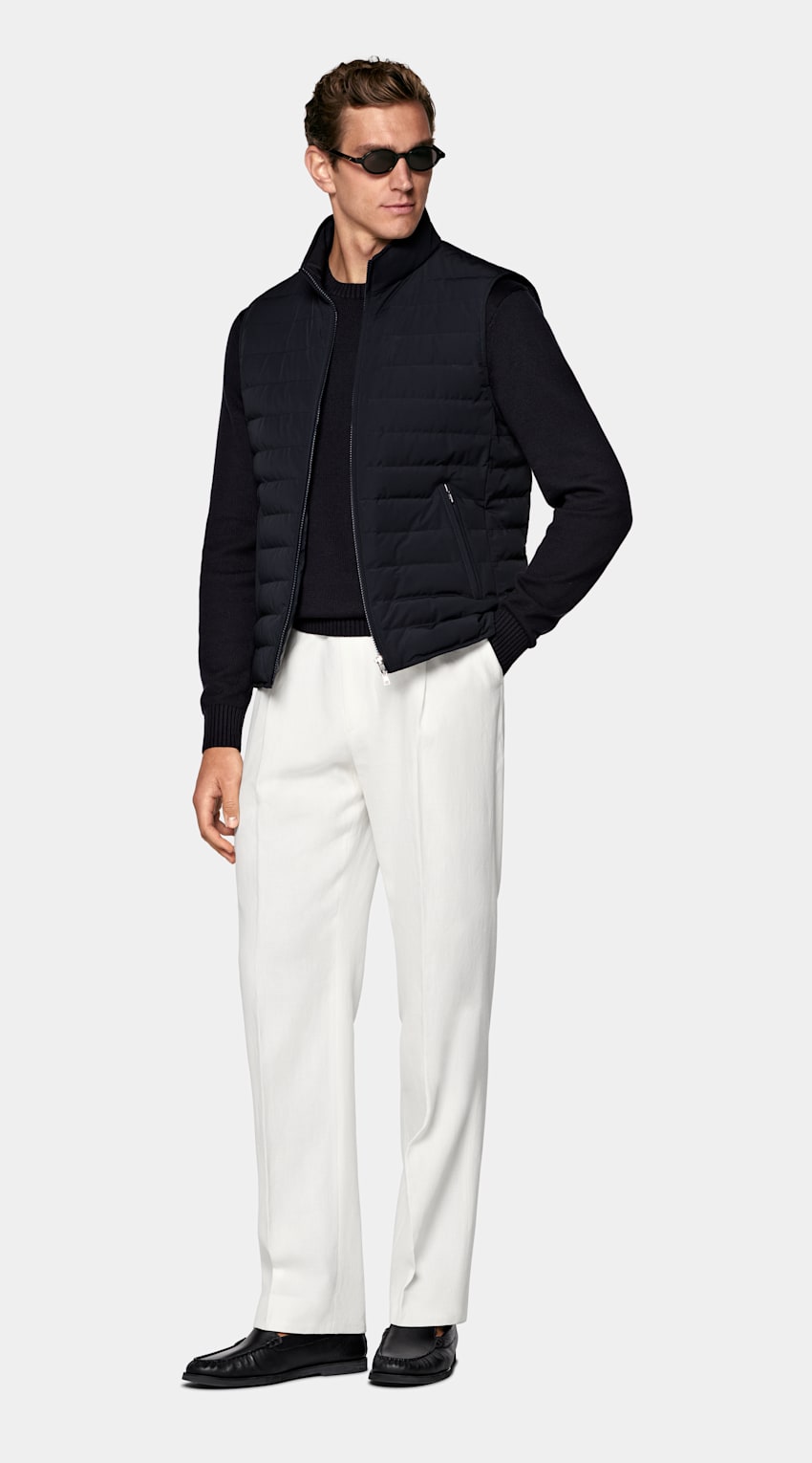 SUITSUPPLY Technical Fabric Navy Padded Down Zip Vest