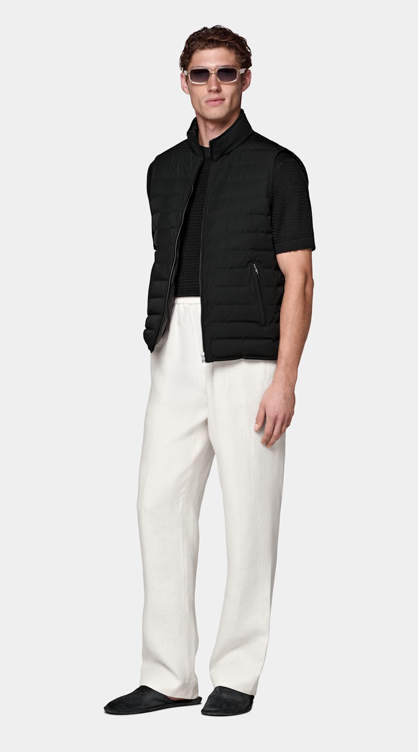 SUITSUPPLY Technical Fabric Black Down Zip Vest