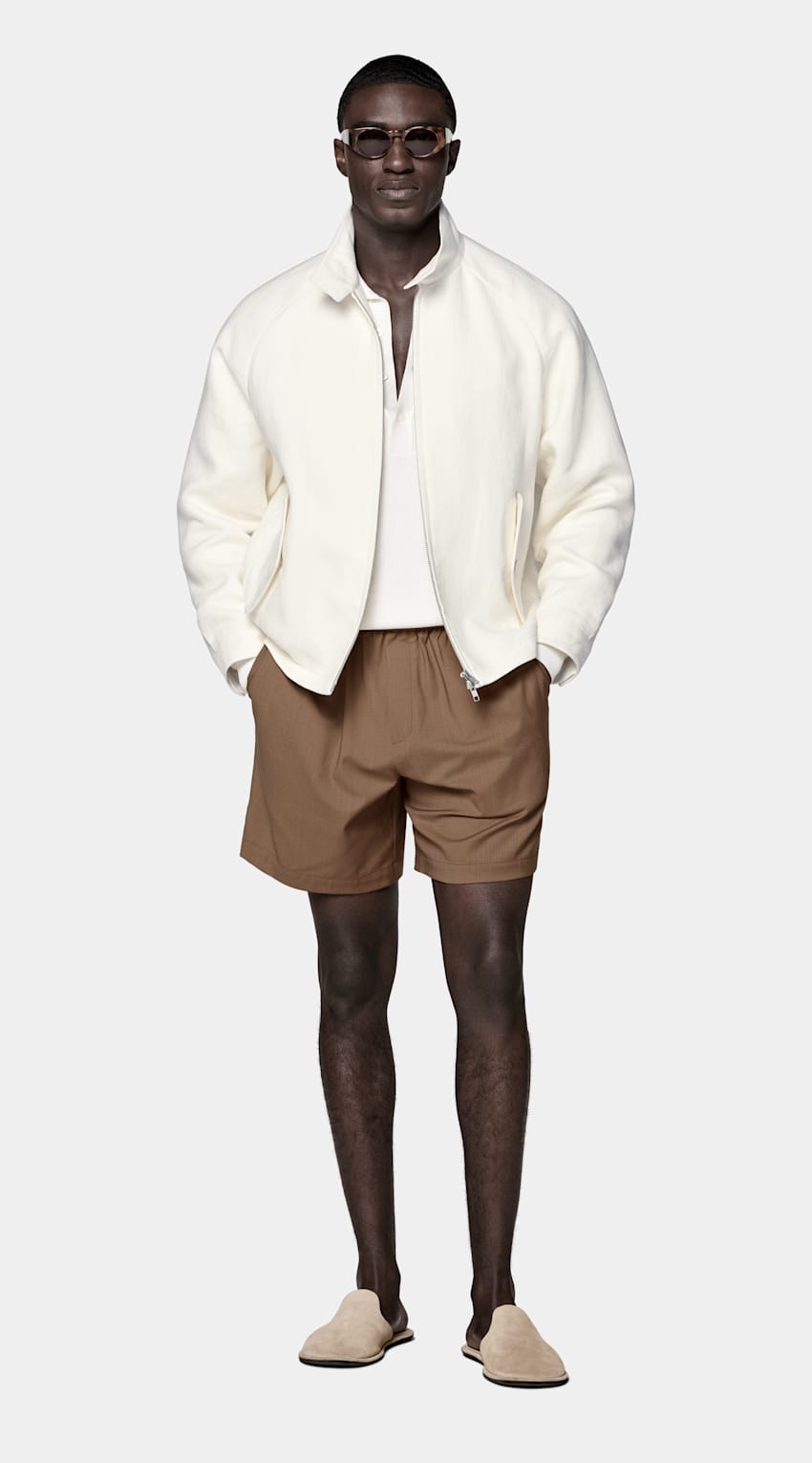 SUITSUPPLY Lino y algod&oacute;n de ARCH&eacute;, Italia Chaqueta bomber ragl&aacute;n crudo