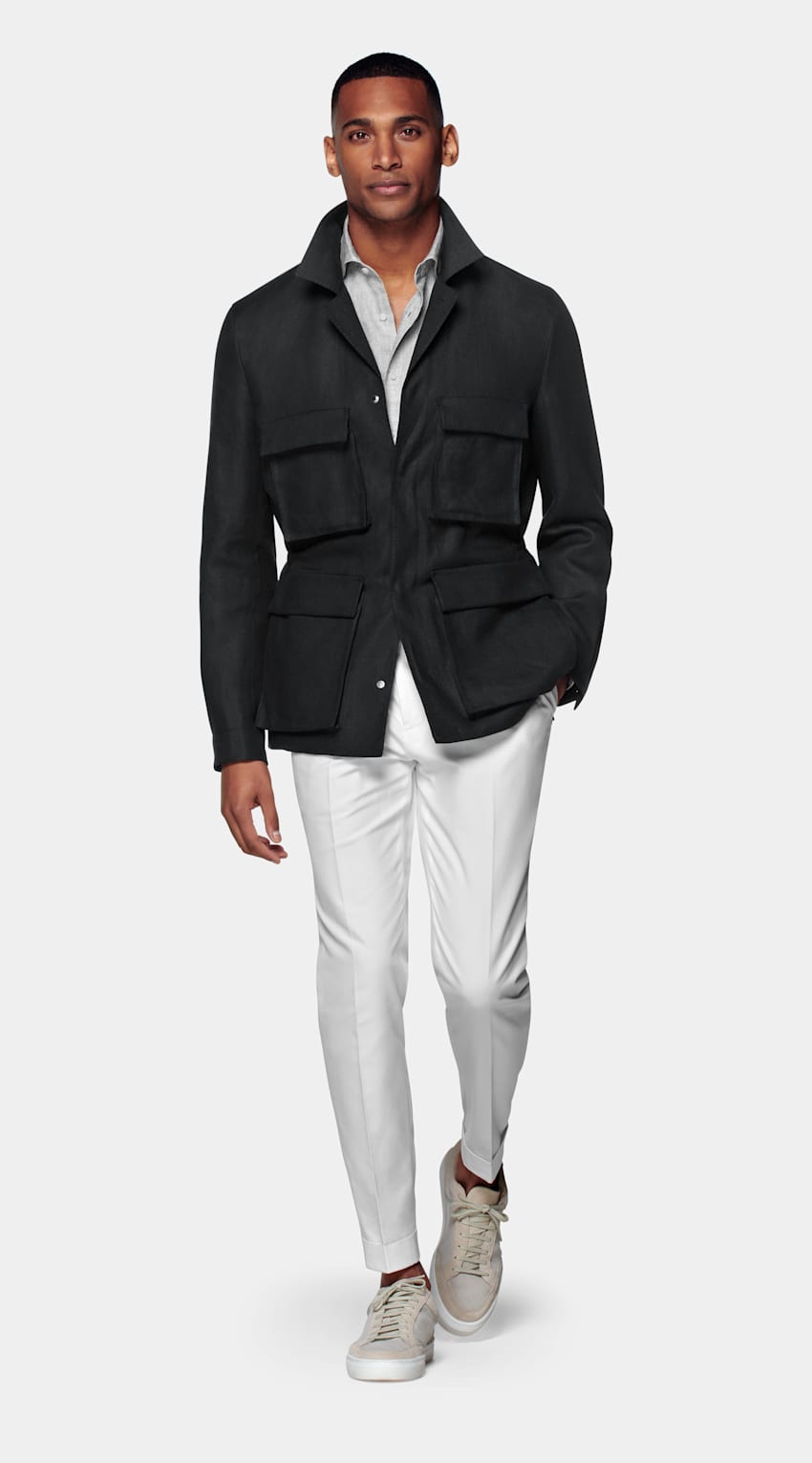 SUITSUPPLY Pure Linen by Beste, Italy Black Field Jacket