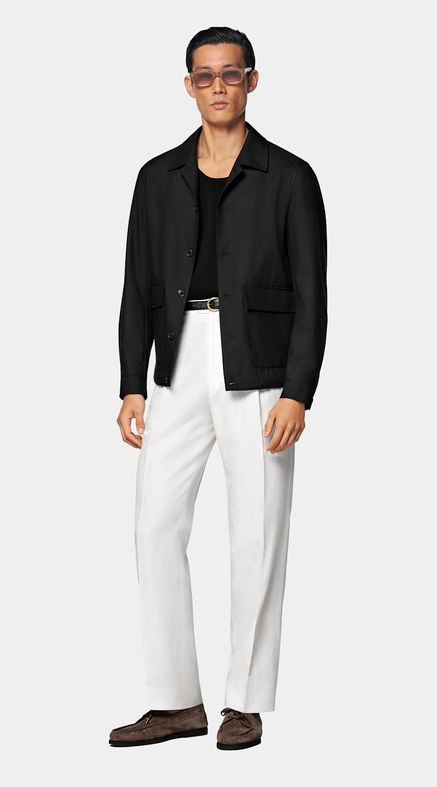 SUITSUPPLY Pure 4-Ply Traveller Wool by Rogna, Italy Black Bomber Jacket