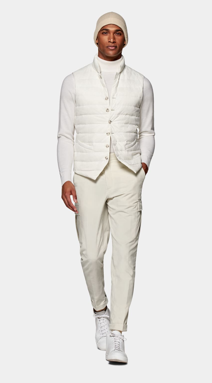 SUITSUPPLY Technical Fabric by Olmetex, Italy White Down Vest