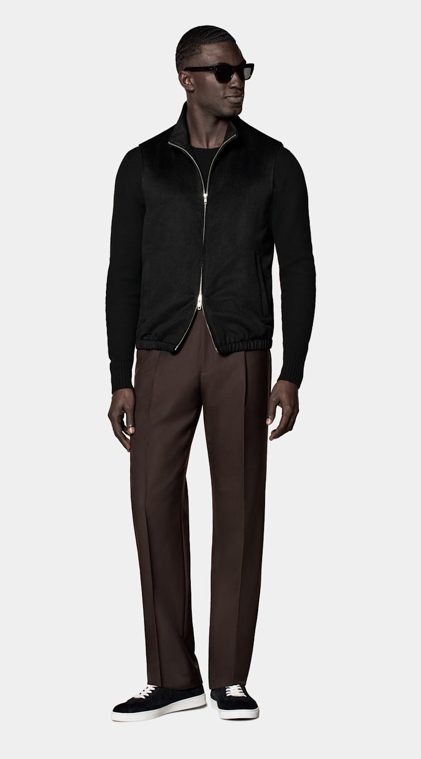 SUITSUPPLY Puro cashmere - Rogna, Italia Smanicato nero con zip