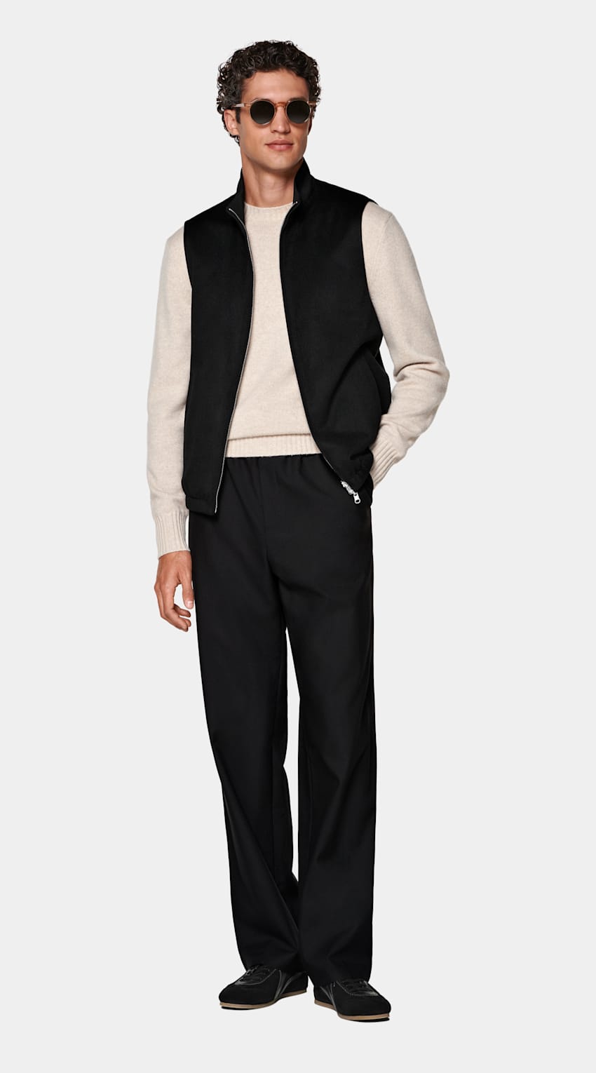 SUITSUPPLY Pure Cashmere by Colombo, Italy Black Reversible Zip Vest