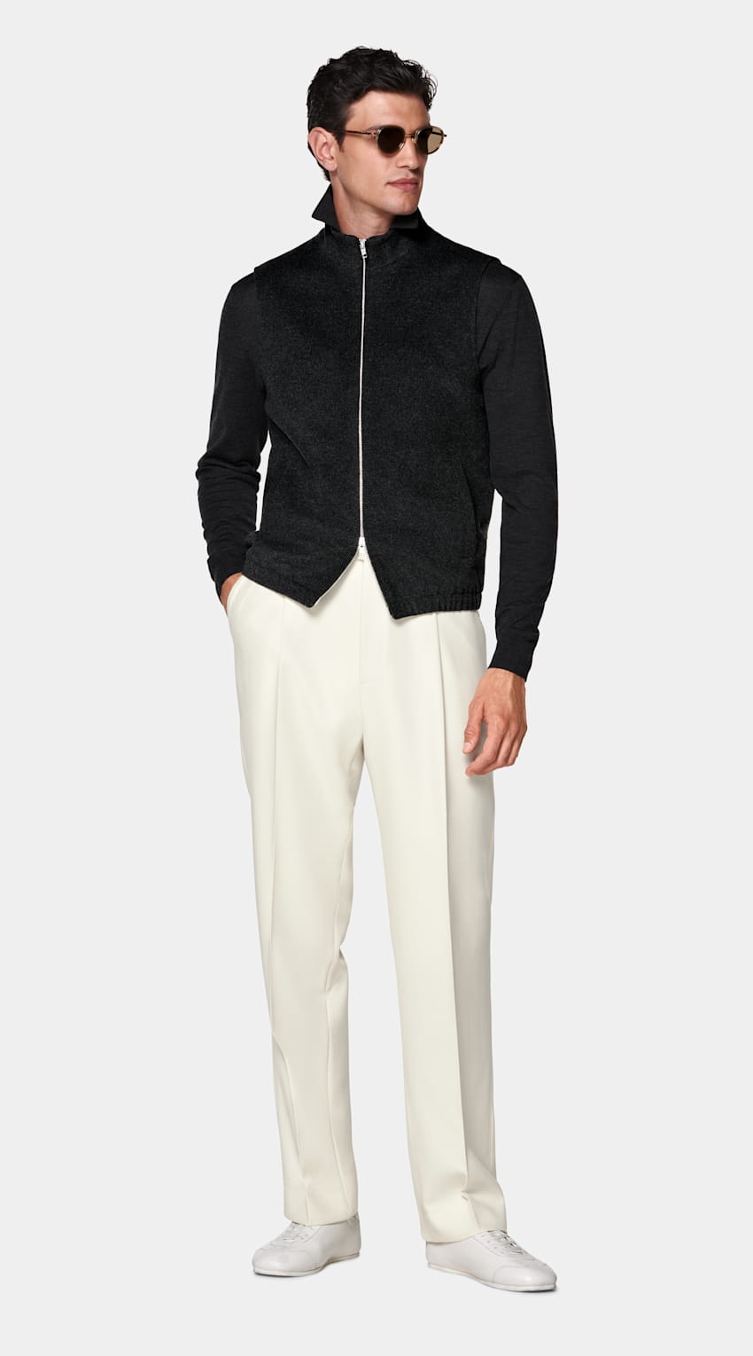 SUITSUPPLY Pure Wool Dark Grey Zip Vest