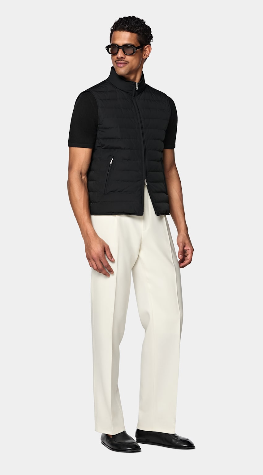 SUITSUPPLY Technical Fabric Black Down Zip Vest
