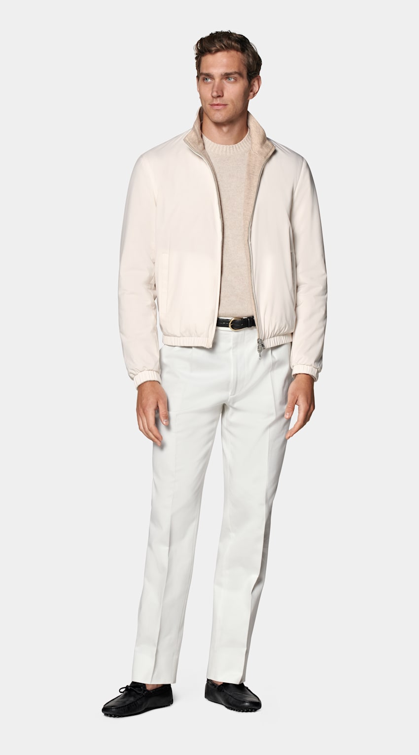 SUITSUPPLY Technischer Stoff von Olmetex, Italien Wende-Bomberjacke off-white