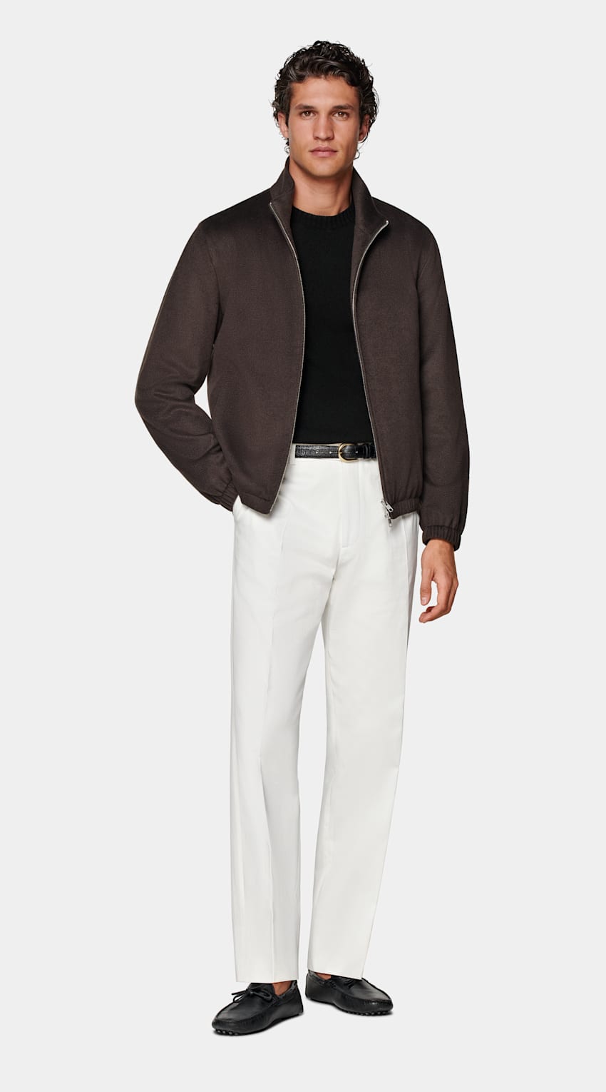 SUITSUPPLY Pure Cashmere by Colombo, Italy Dark Brown Bomber Jacket