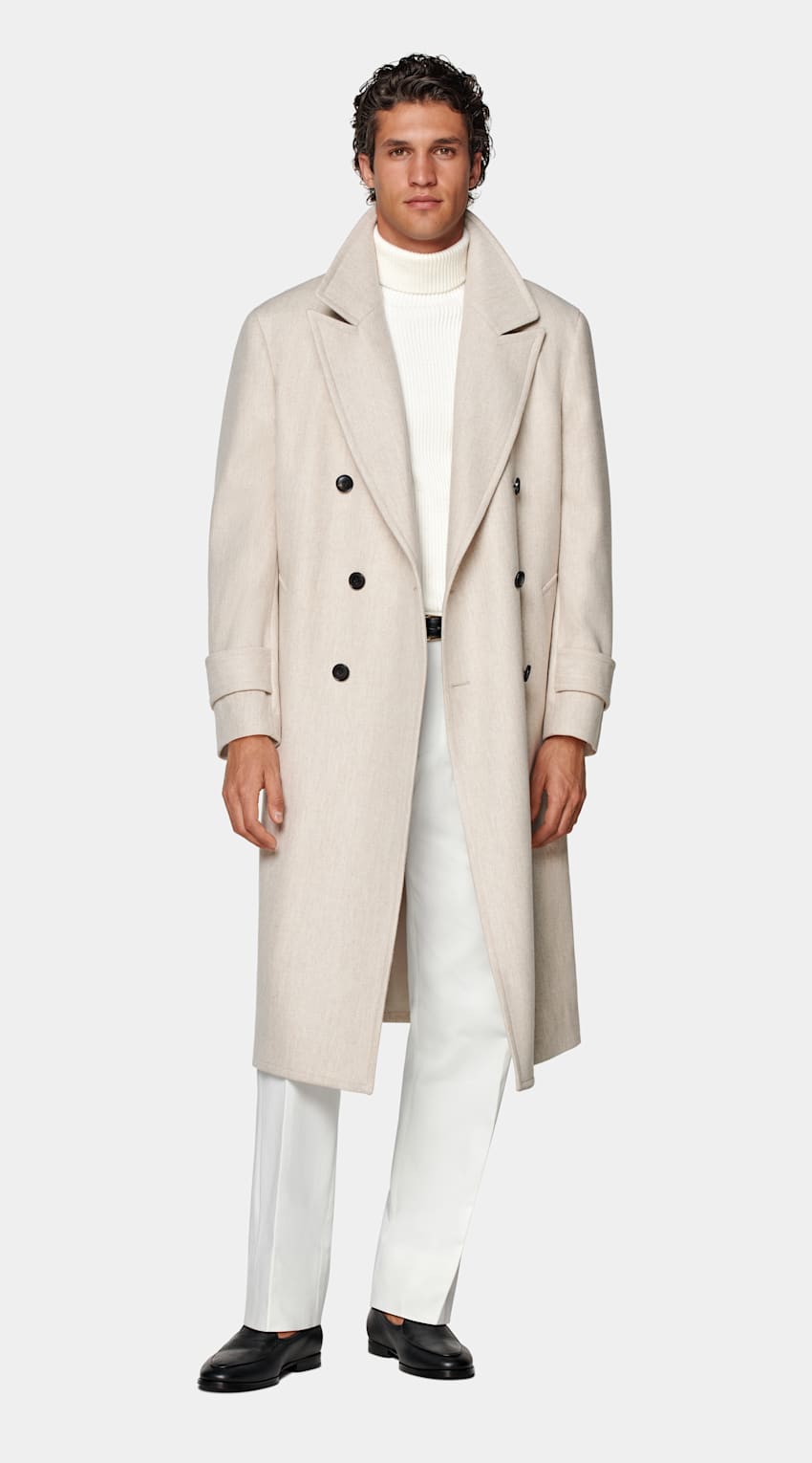 SUITSUPPLY Wool Cashmere by E.Thomas, Italy Sand Overcoat