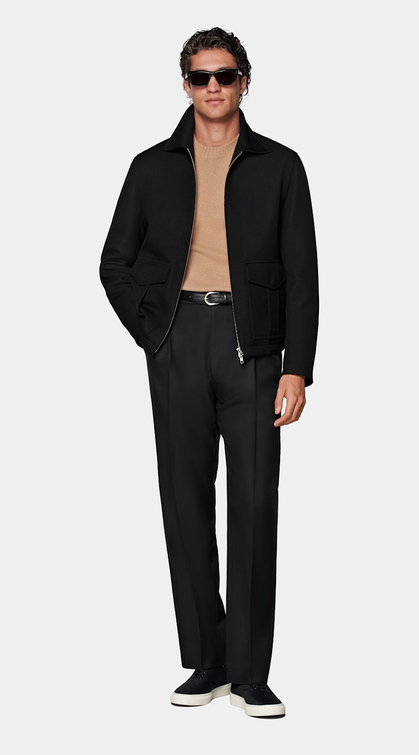 SUITSUPPLY Wollmischung von Ricciarini, Italien Bomberjacke schwarz