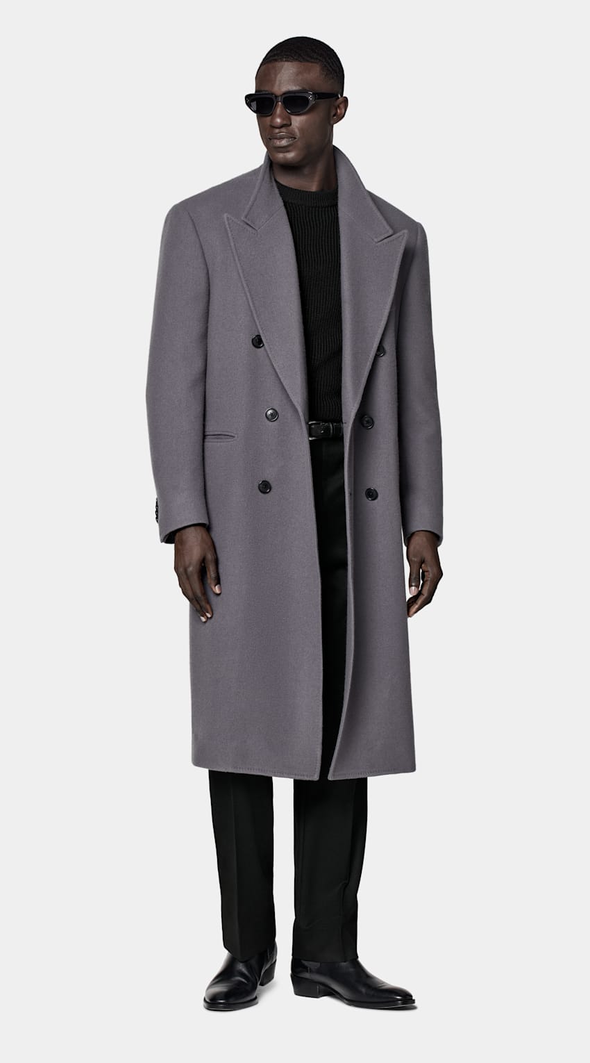 Mid Grey Overcoat in Wool Cashmere | SUITSUPPLY | SUITSUPPLY
