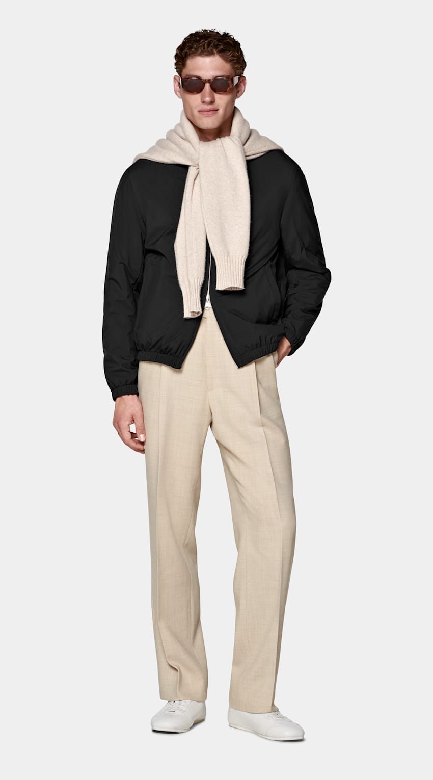 SUITSUPPLY Water-Repellent Technical Fabric by Olmetex, Italy Black Reversible Bomber Jacket