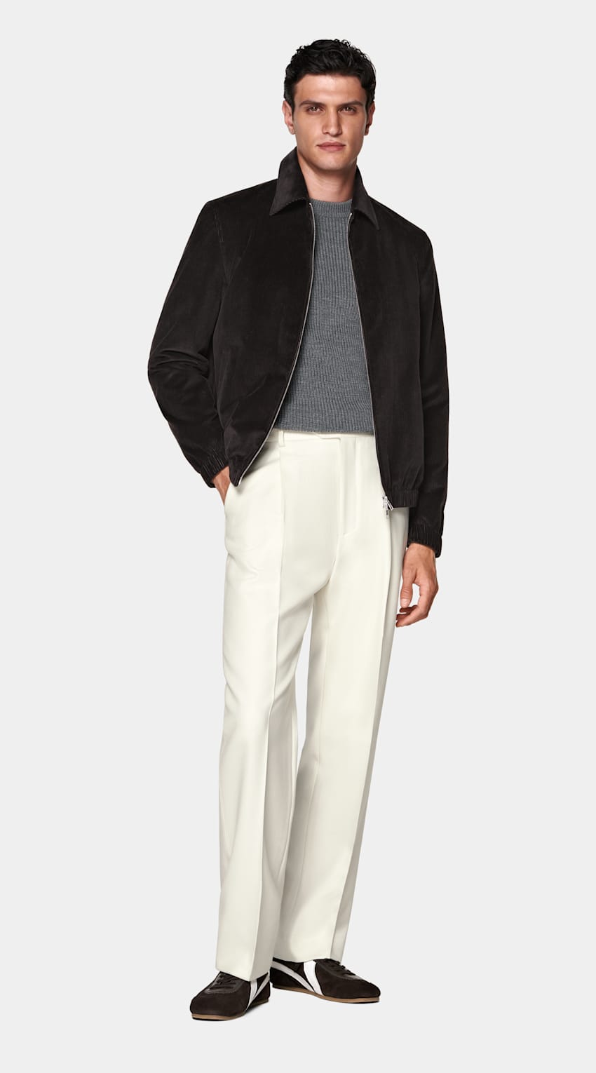 SUITSUPPLY Pure Cotton Corduroy by Pontoglio, Italy Dark Brown Corduroy Bomber Jacket