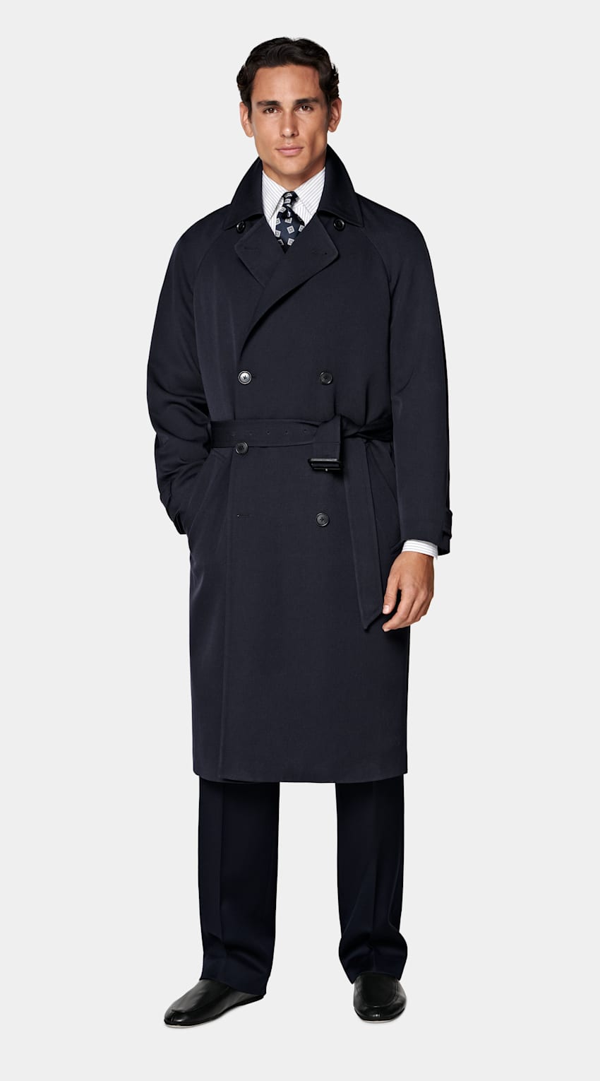 SUITSUPPLY Pure Wool by Emmetex, Italy Navy Trench Coat