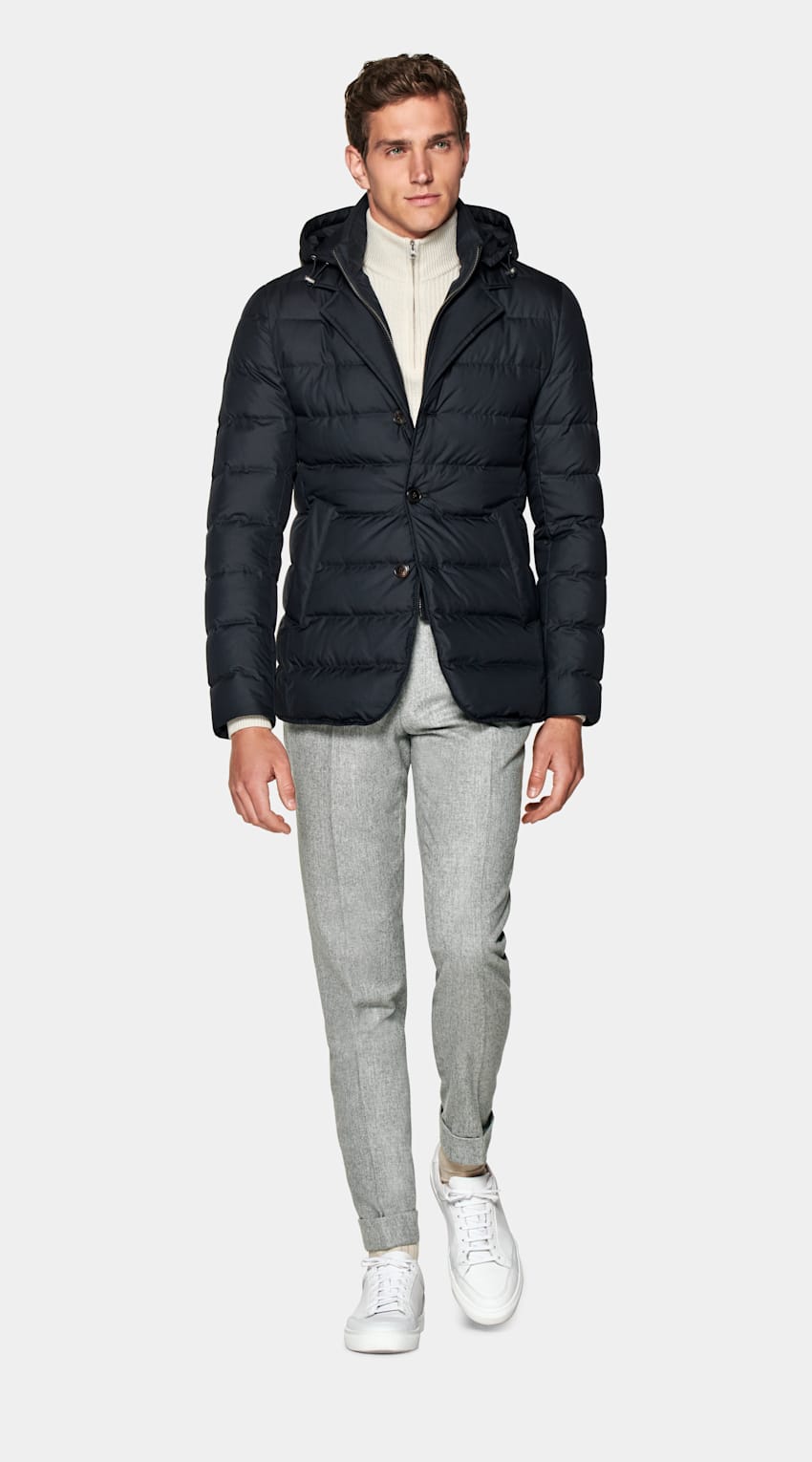 SUITSUPPLY Water-Repellent Technical Fabric by Olmetex, Italy Navy Down Jacket