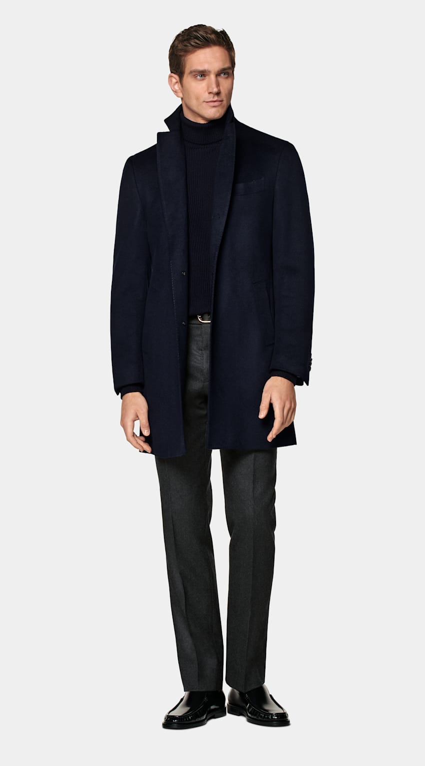 SUITSUPPLY Pure Circular Cashmere by Colombo, Italy Navy Overcoat