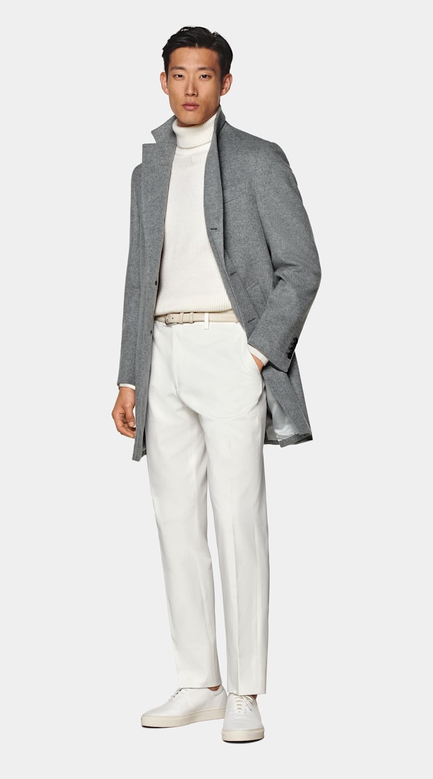 Light Grey Overcoat | Pure Wool Single Breasted | SUITSUPPLY