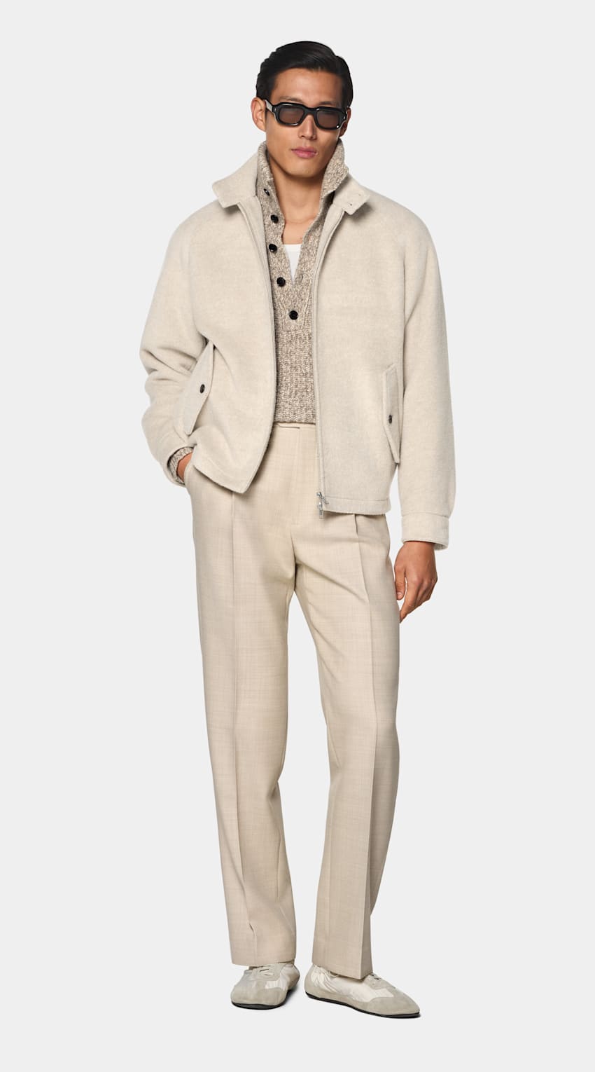 SUITSUPPLY Llama Wool von Piacenza, Italien Light Taupe Raglan Bomber Jacket