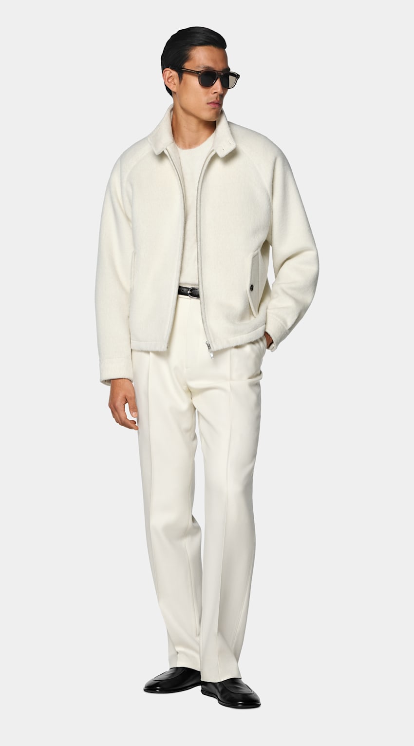 SUITSUPPLY Llama Wool - Piacenza, Italia Off-White Raglan Bomber Jacket