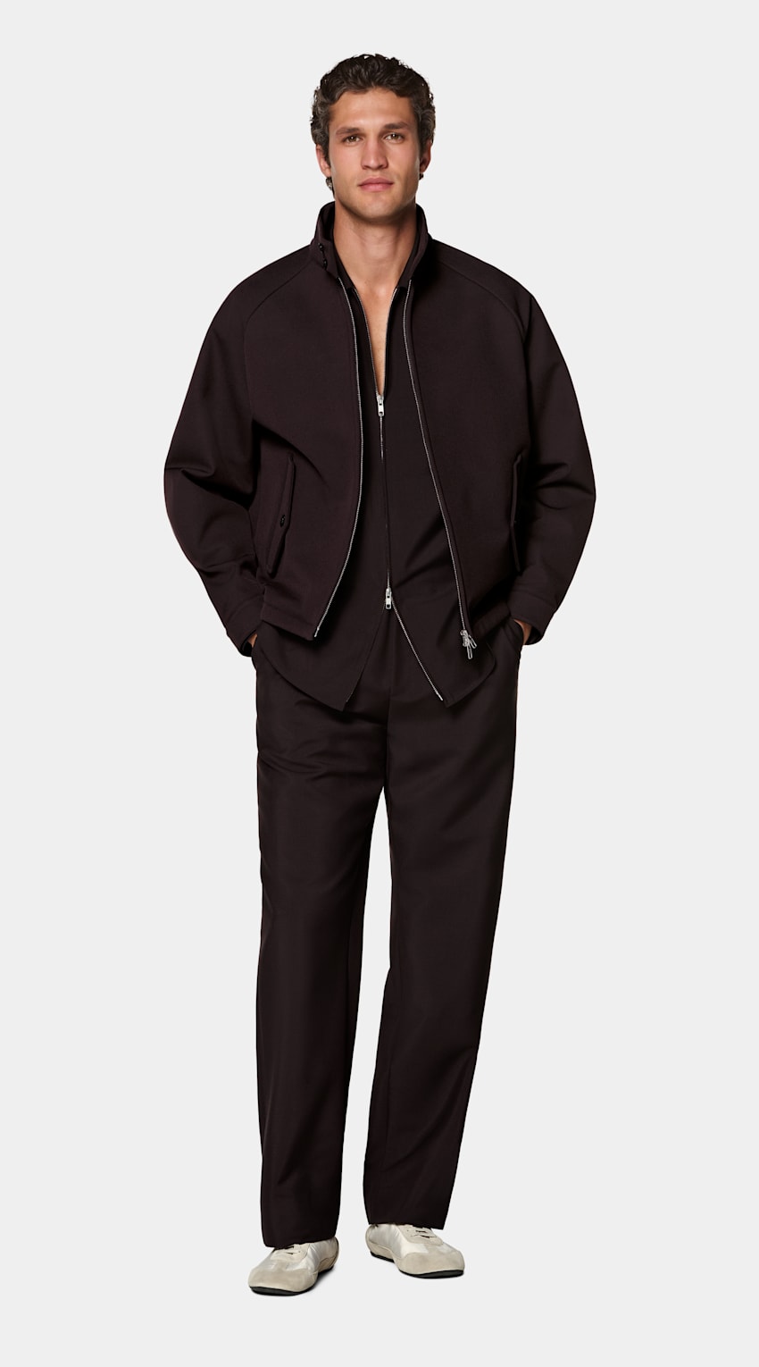 SUITSUPPLY Technical Fabric von Majocchi, Italien Dark Red Raglan Bomber Jacket