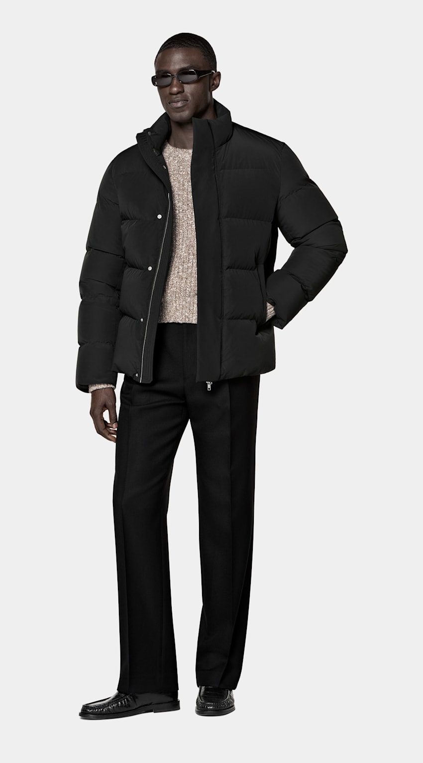 SUITSUPPLY Technical Fabric Black Puffer Jacket