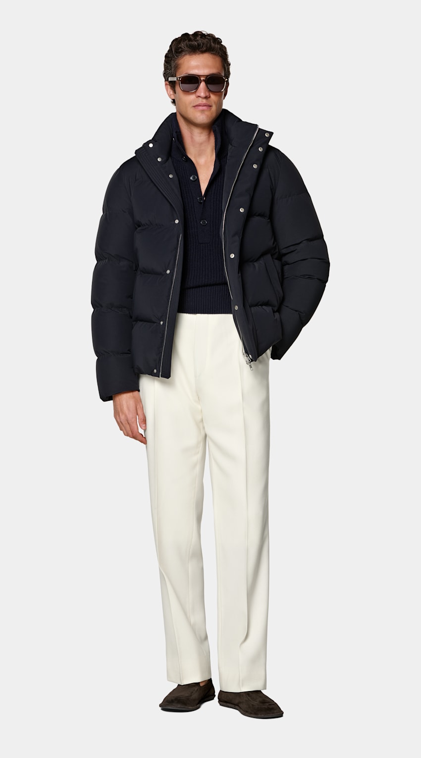 SUITSUPPLY Technical Fabric Navy Puffer Jacket
