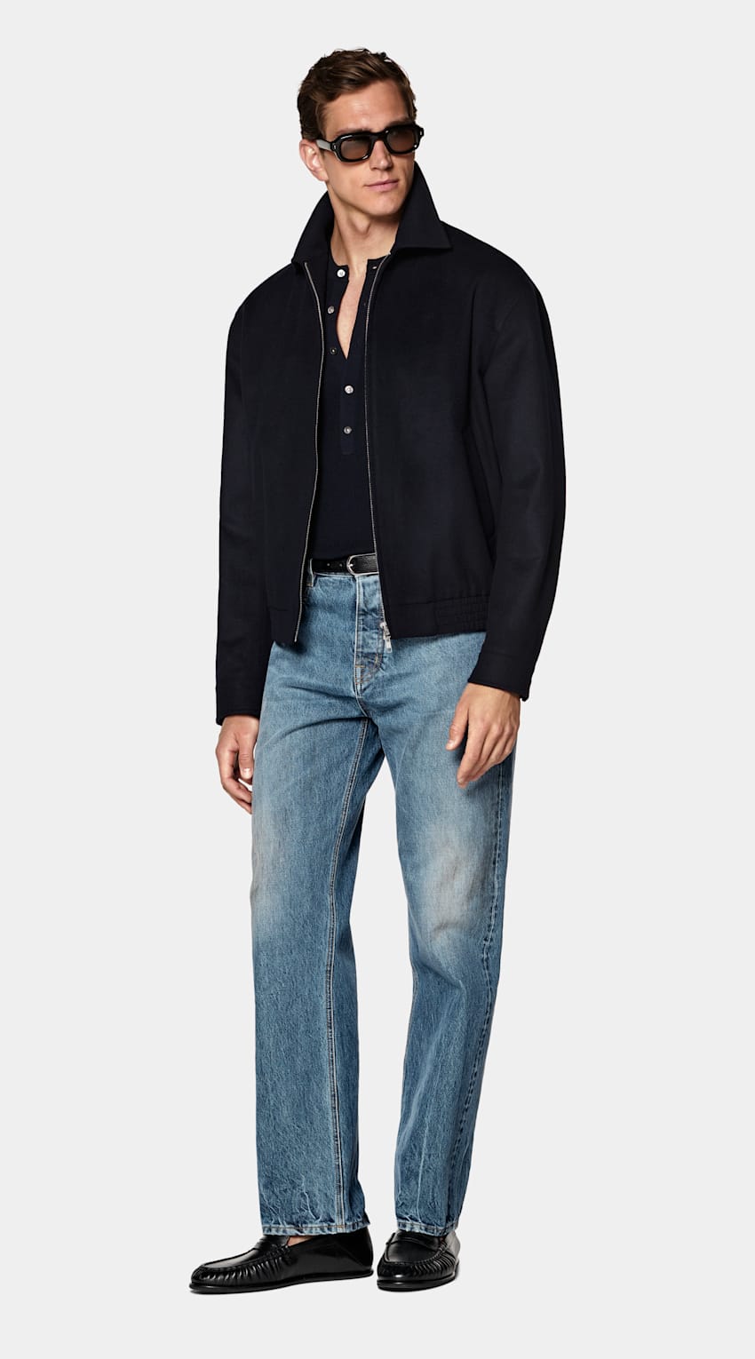 SUITSUPPLY Pure Wool Navy Bomber Jacket