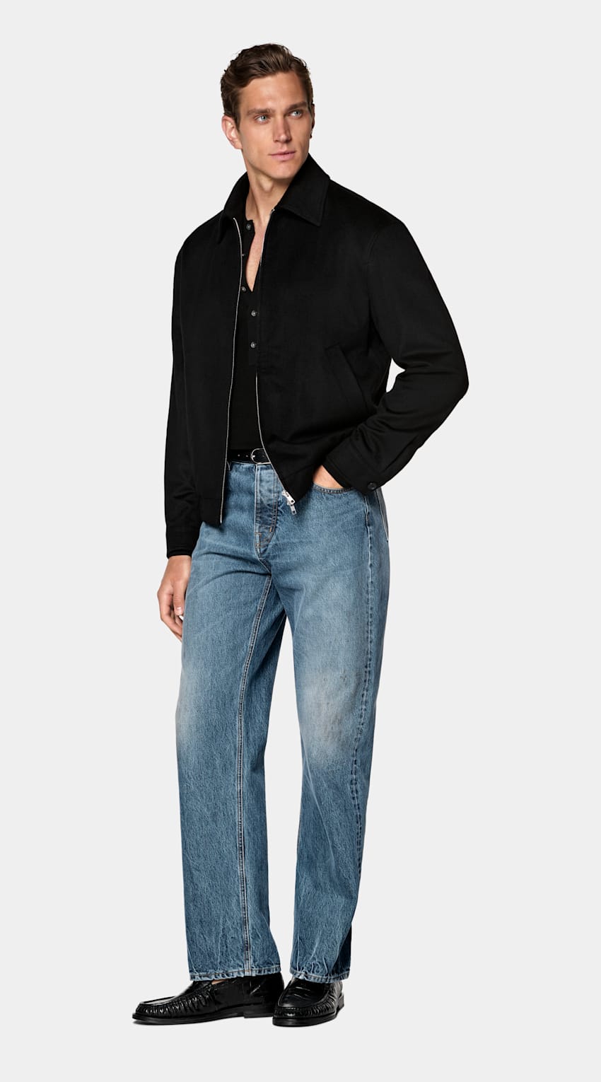 SUITSUPPLY Pure Cashmere - Colombo, Italie Black Bomber Jacket