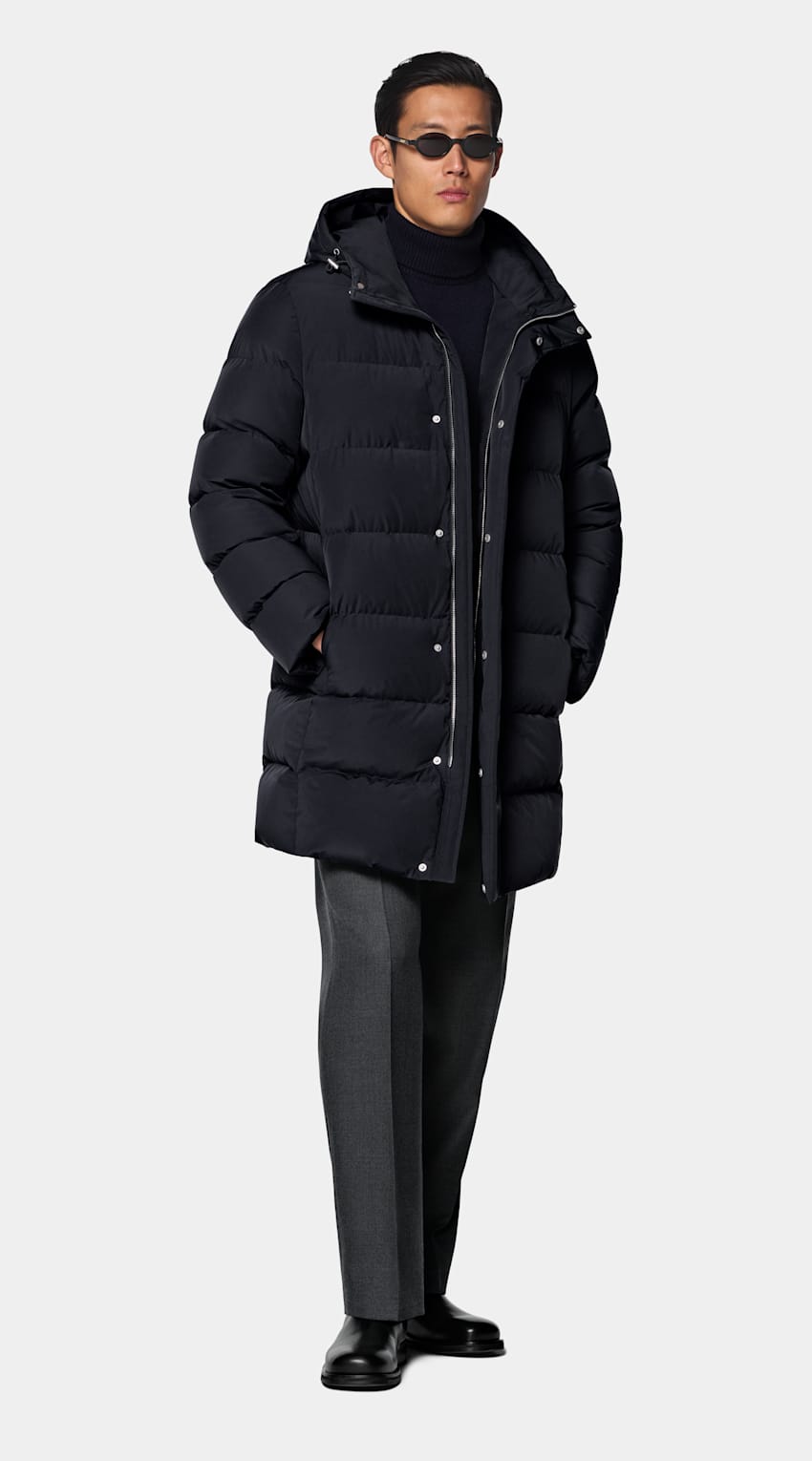 SUITSUPPLY Technical Fabric Navy Puffer Jacket