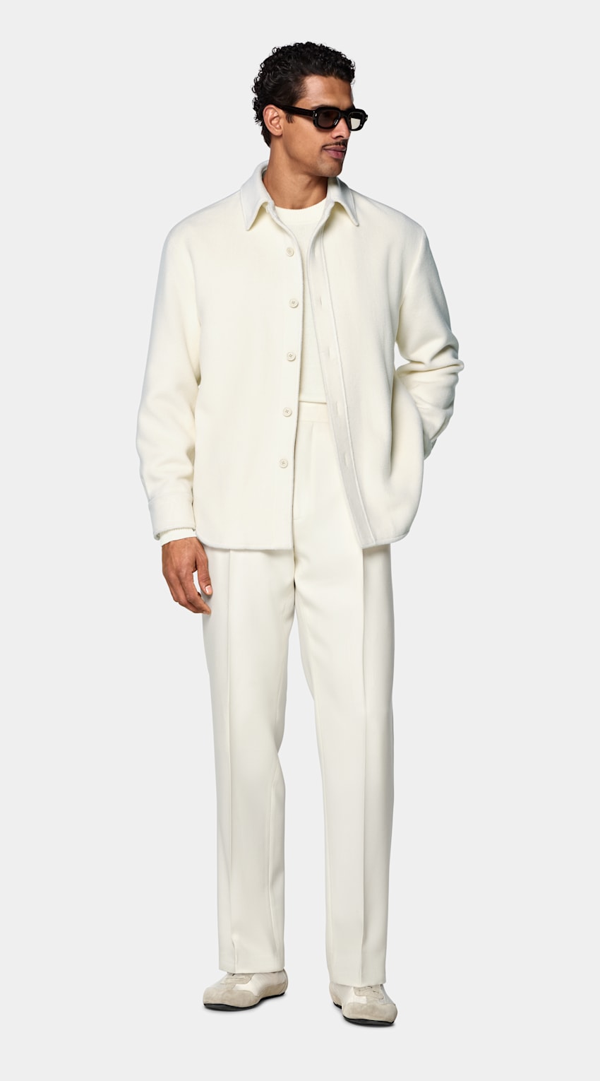 SUITSUPPLY Pure Wool Off-White Relaxed Overshirt Jacket
