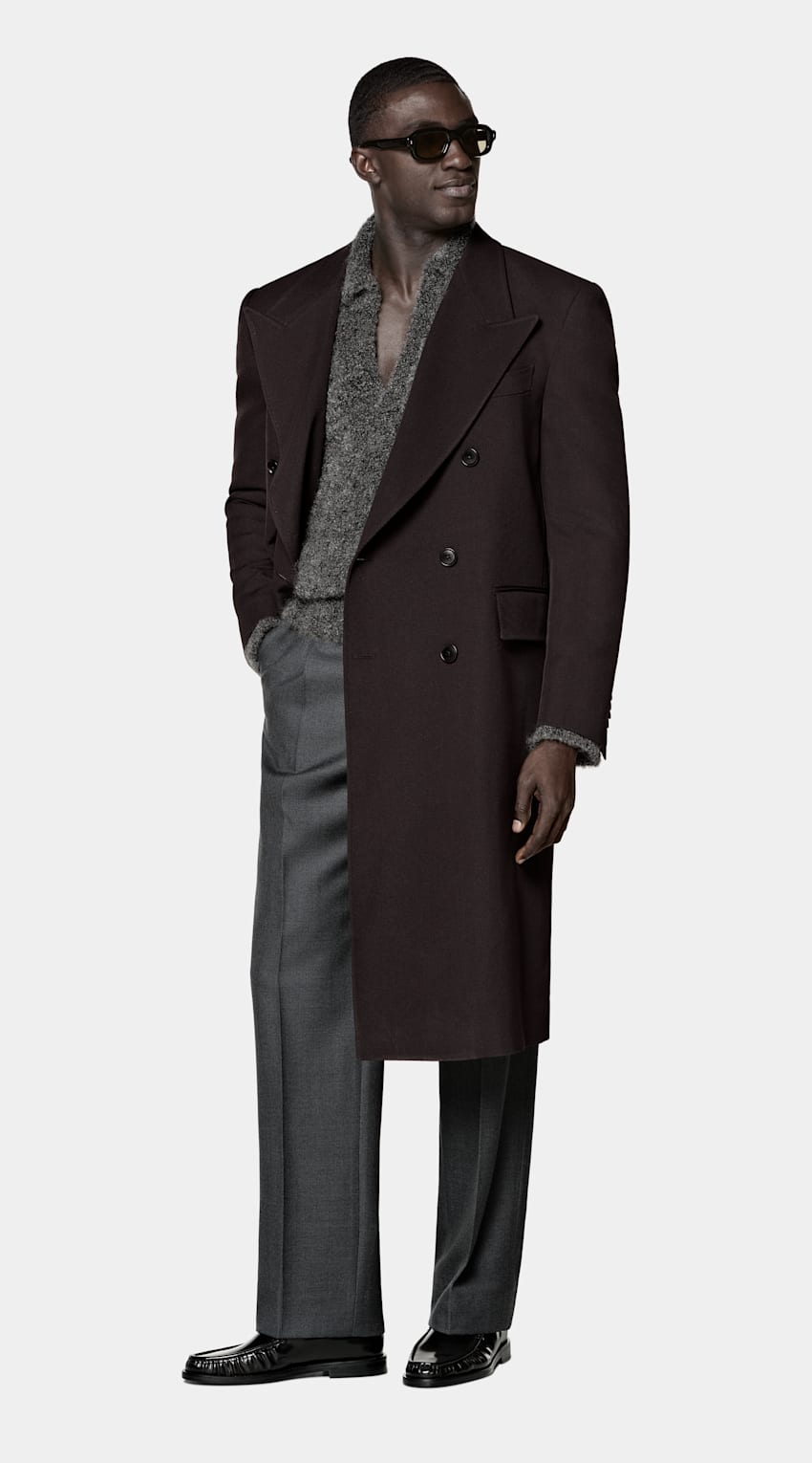 SUITSUPPLY Pure Wool od Angelico, Włochy Dark Red Overcoat