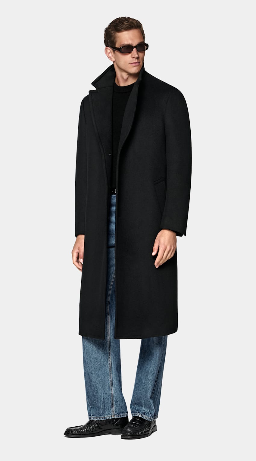 SUITSUPPLY Wool Cashmere Black Overcoat
