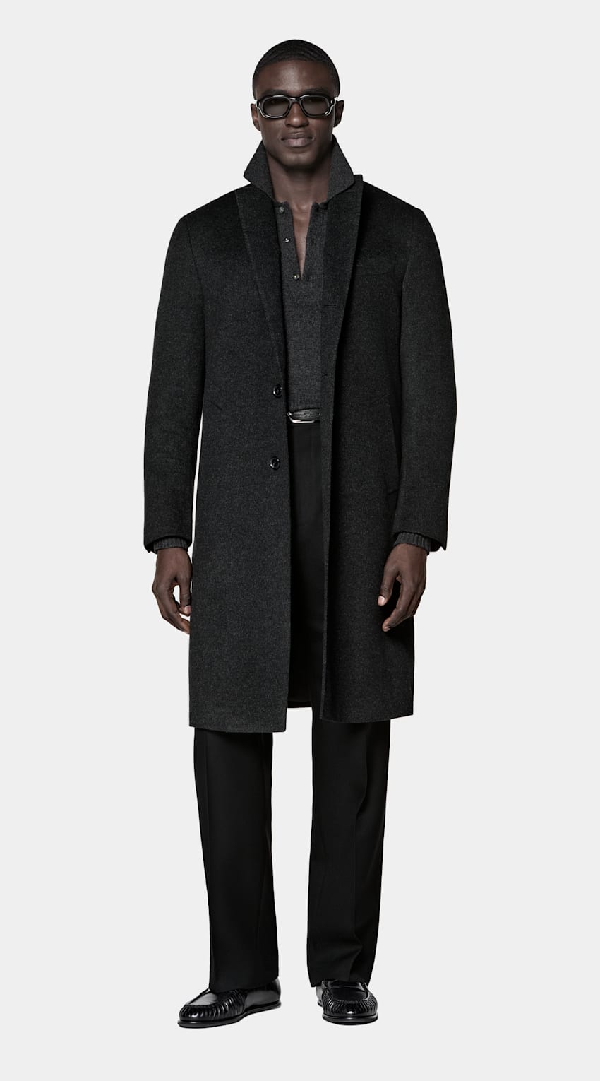 SUITSUPPLY Pure Wool Dark Grey Overcoat