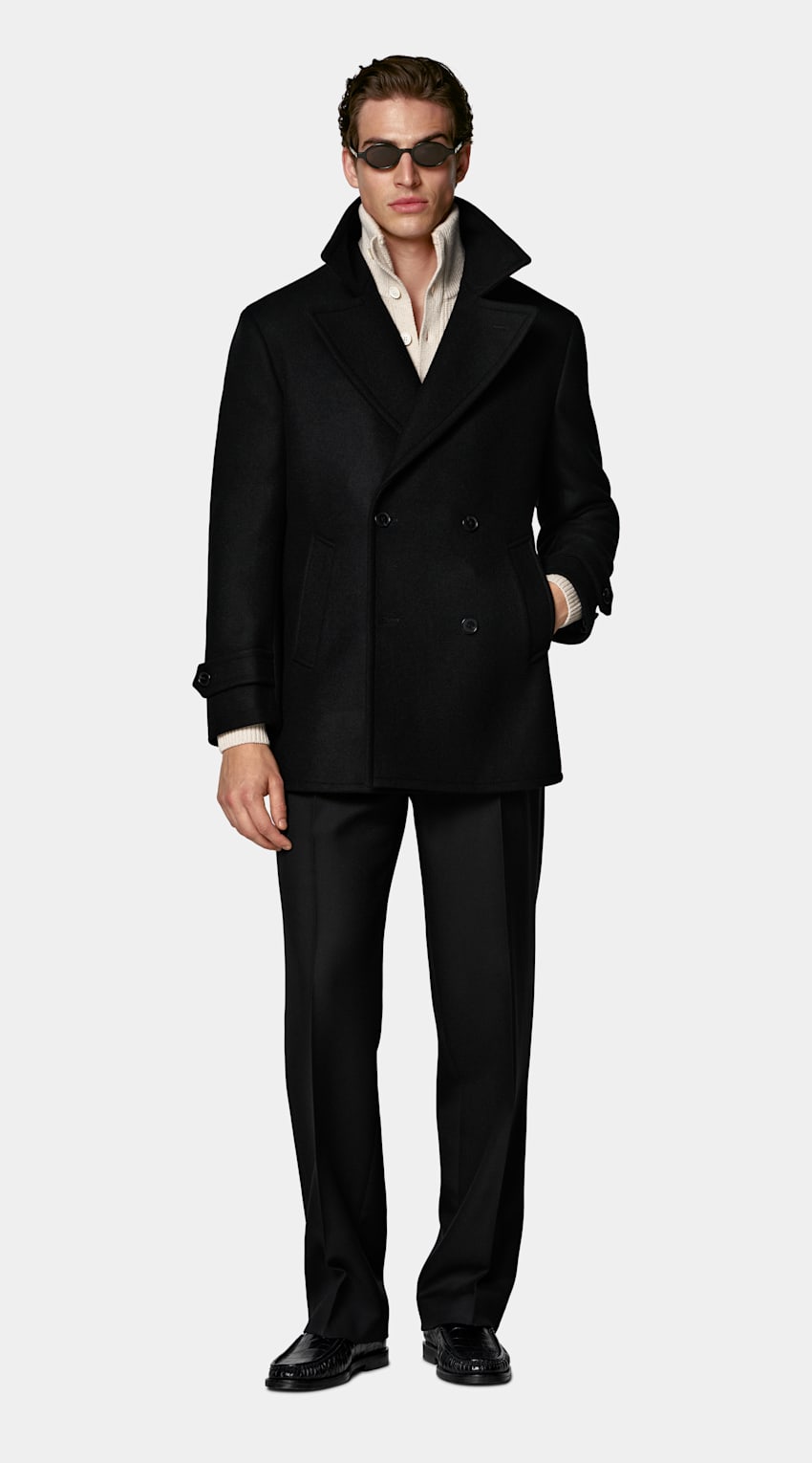 SUITSUPPLY Pure Wool Black Peacoat