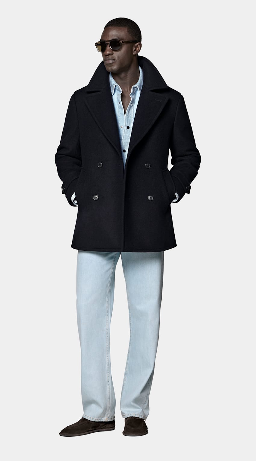 SUITSUPPLY Pure Wool Navy Peacoat