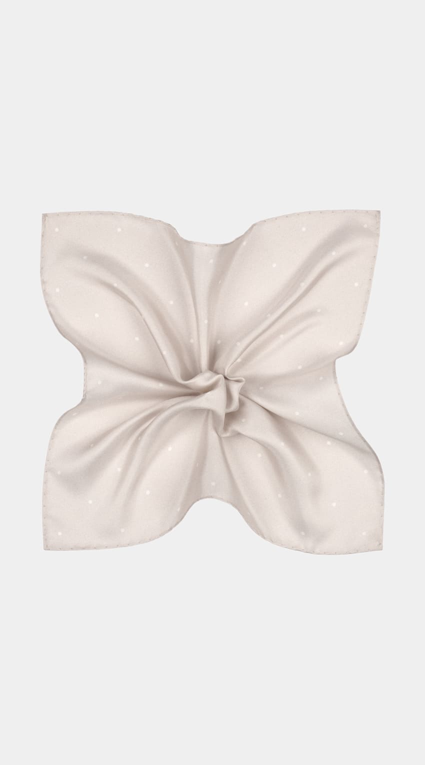 SUITSUPPLY Pure soie Pochette de costume blanc cass&eacute; &agrave; pois