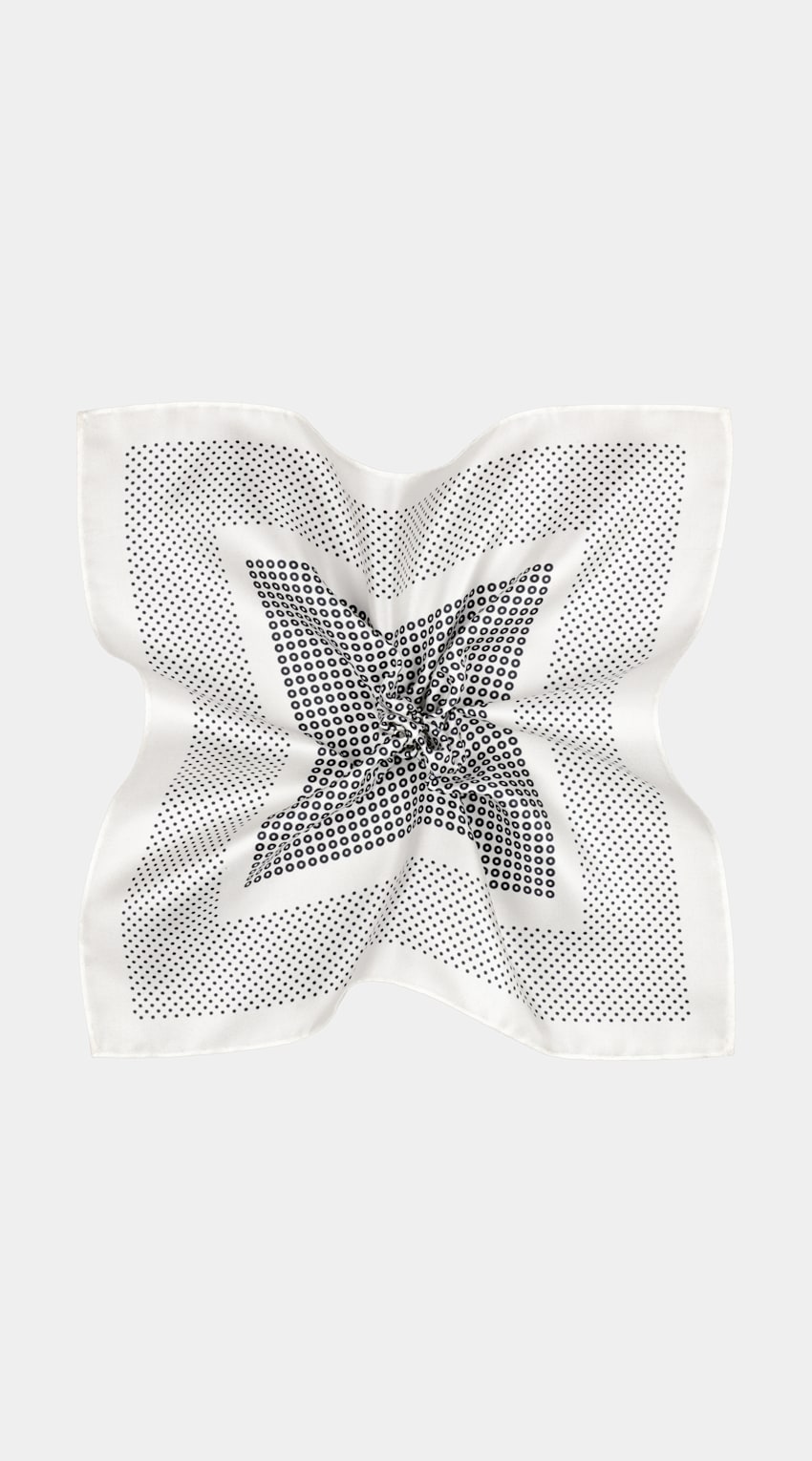 SUITSUPPLY Pure soie Pochette bleu marine &agrave; pois