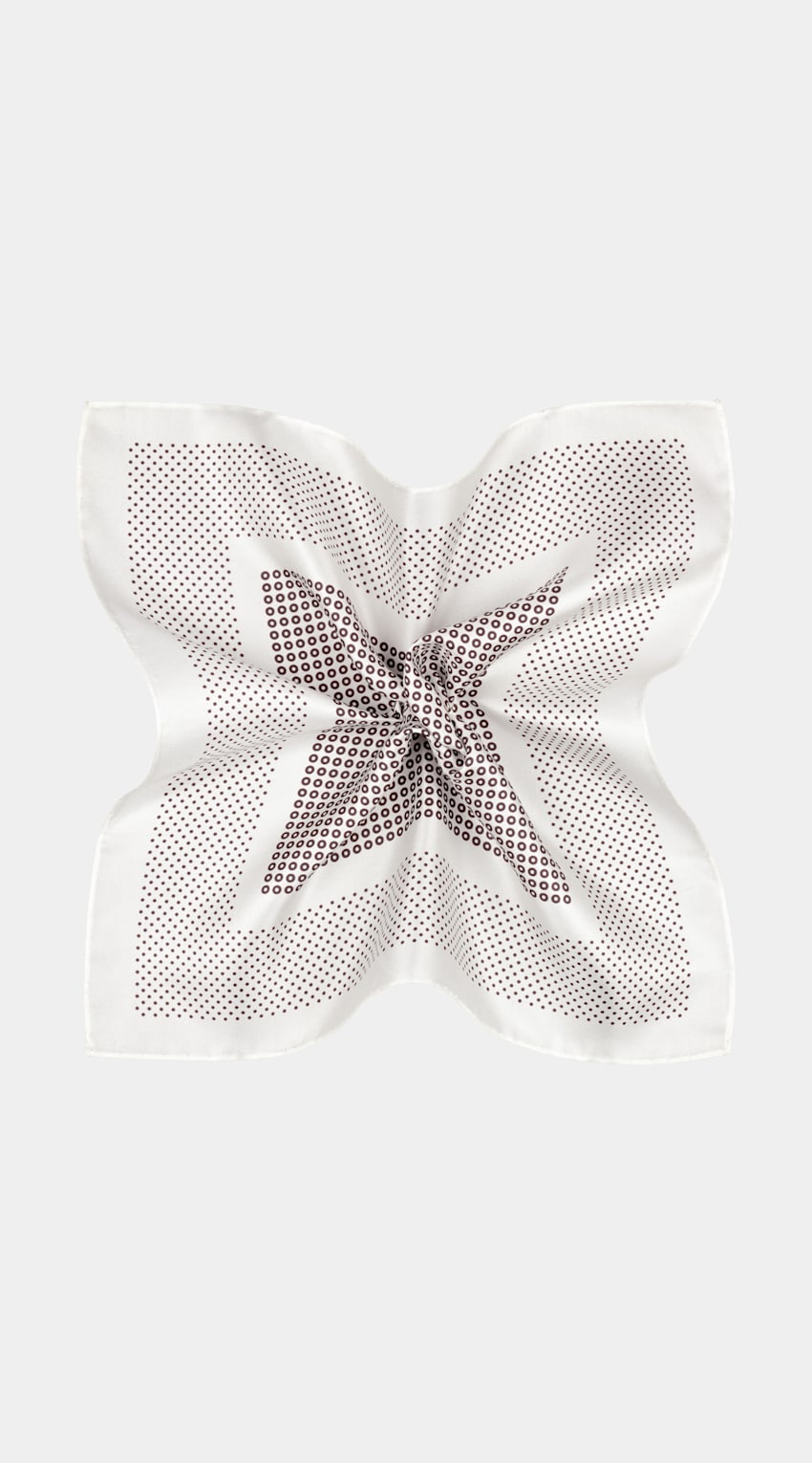 SUITSUPPLY Pure soie Pochette rouge fonc&eacute; &agrave; pois
