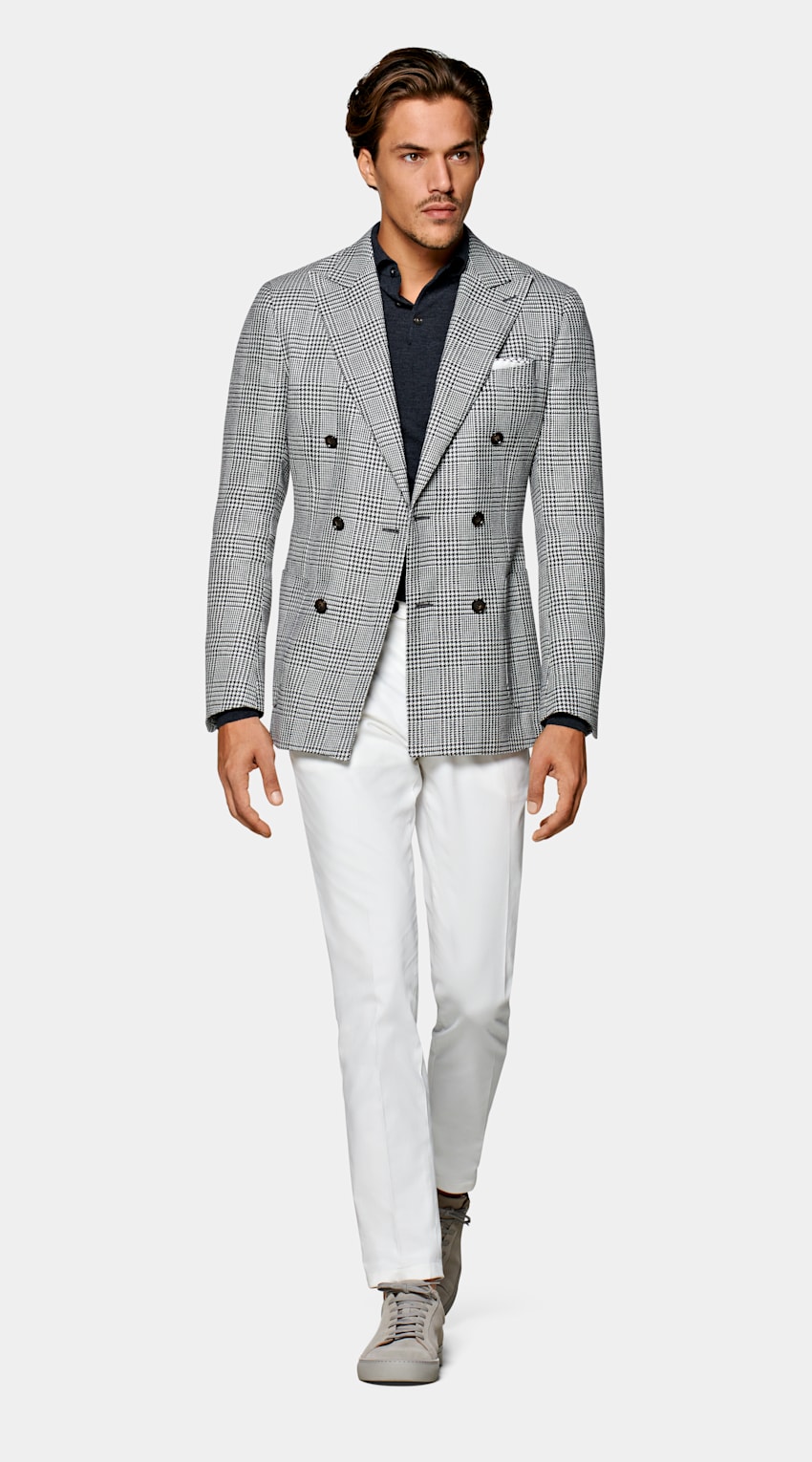 Grey Checked Havana Jacket | Wool Linen Double Breasted | Suitsupply ...
