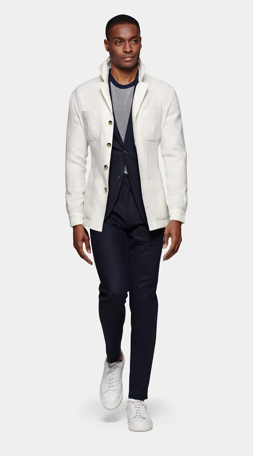 Off-White Belted Safari Jacket | Pure Linen Single Breasted | SUITSUPPLY