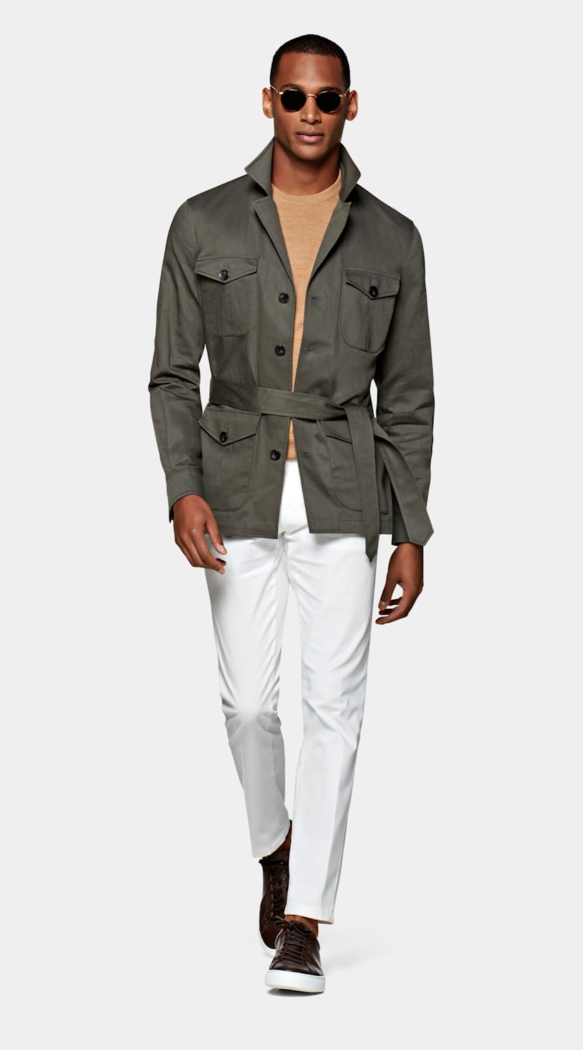 Green Belted Safari Jacket | Cotton Linen Single Breasted | Suitsupply ...