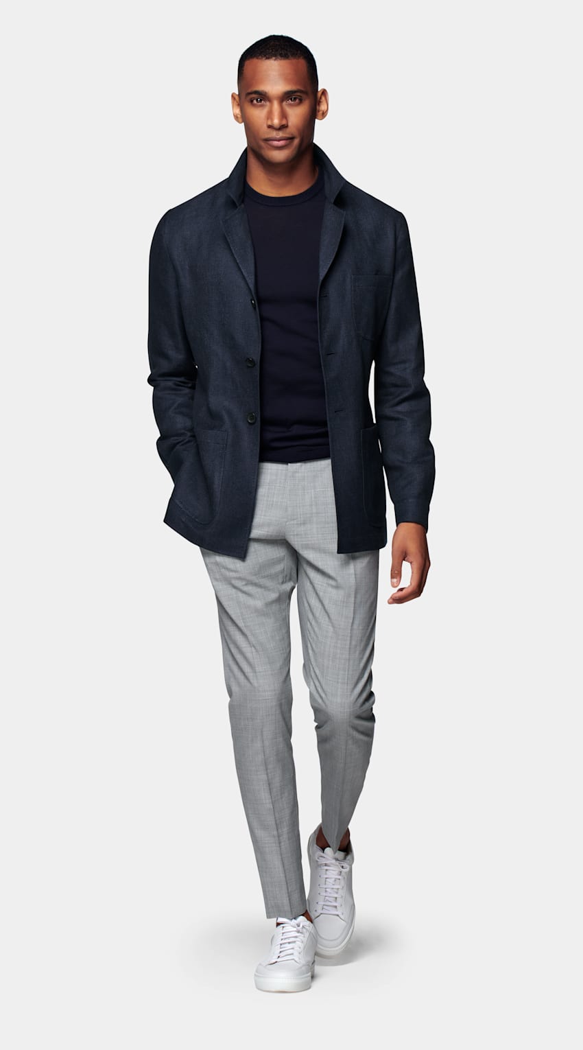 Navy Greenwich Shirt-Jacket | Linen 