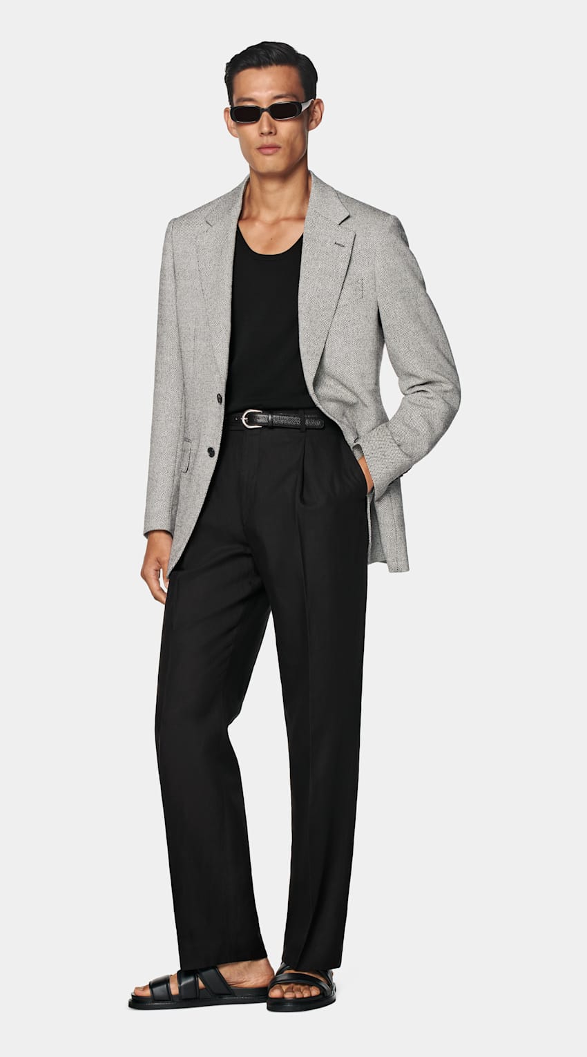 SUITSUPPLY Verano Seda, lana y lino de Marling & Evans, Reino Unido Blazer Milano negro corte Tailored