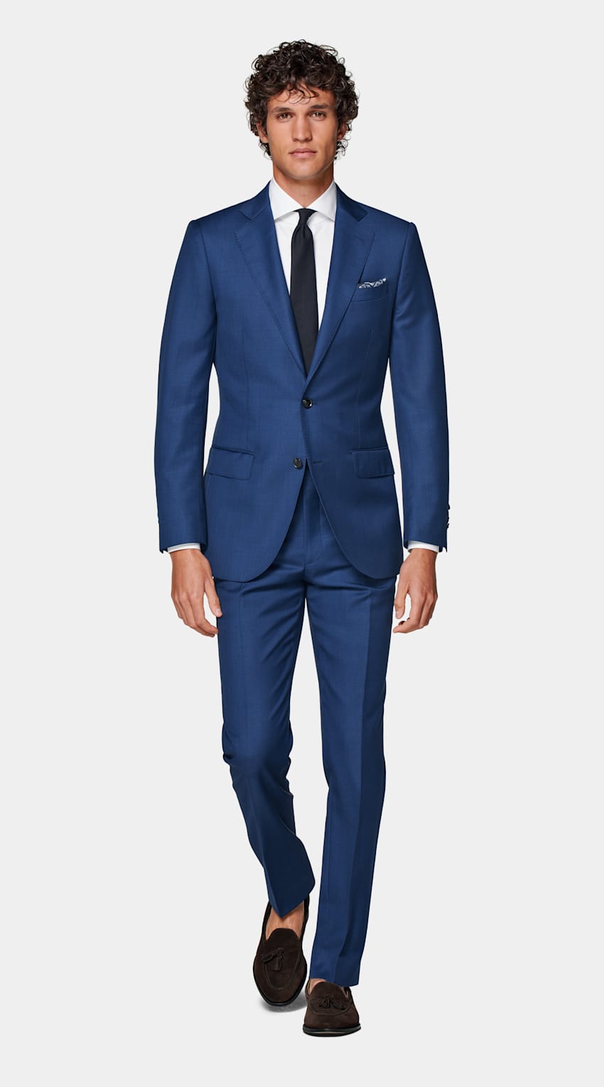 SUITSUPPLY Pure S110's Wool by Vitale Barberis Canonico, Italy Mid Blue Lazio Suit Jacket