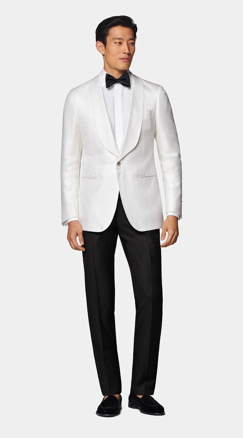 SUITSUPPLY Pure Silk by E.Thomas, Italy Off-White Havana Dinner Jacket