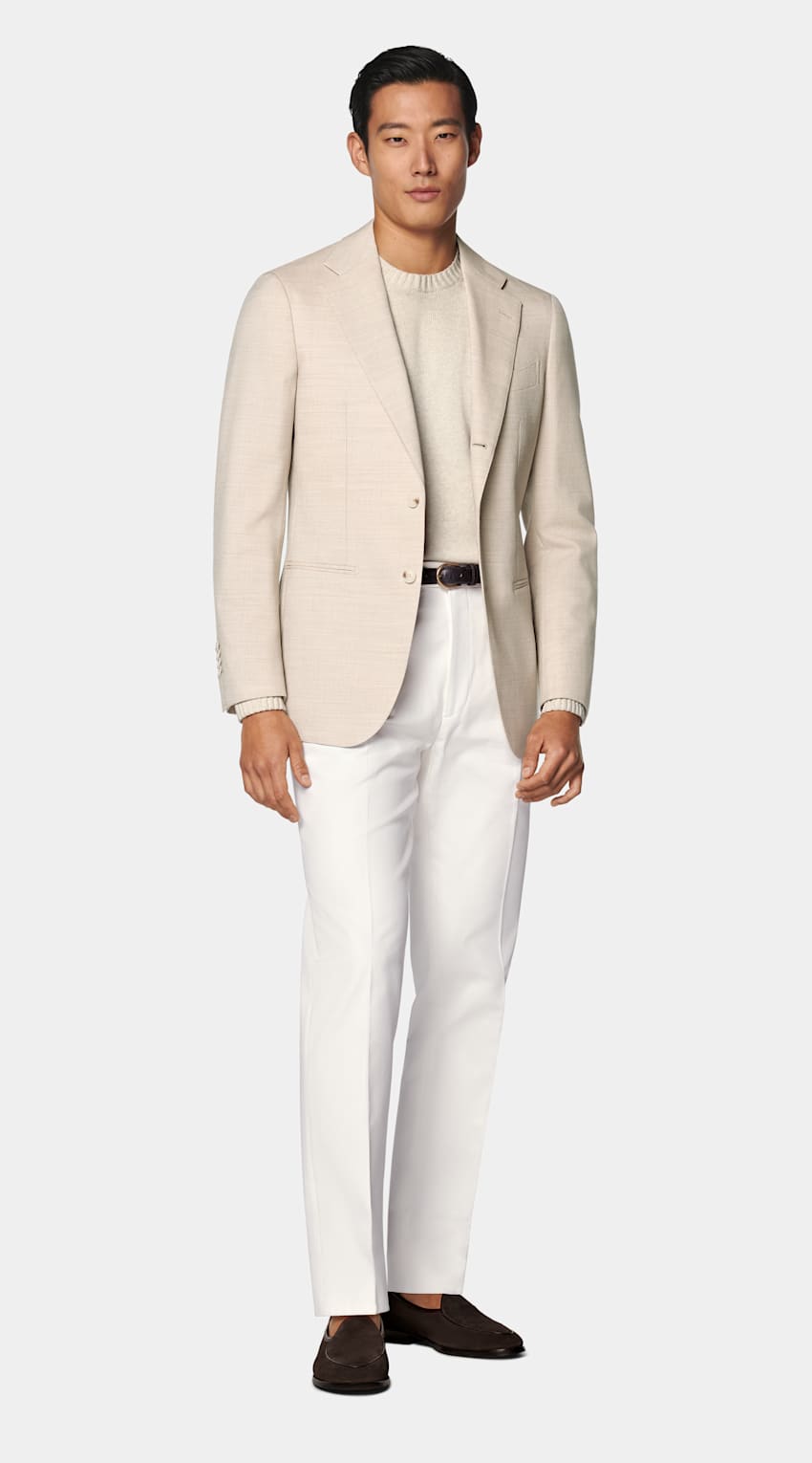 SUITSUPPLY All season Pura lana Traveller 4-ply - Rogna, Italia Giacca da abito Havana color sabbia tailored fit