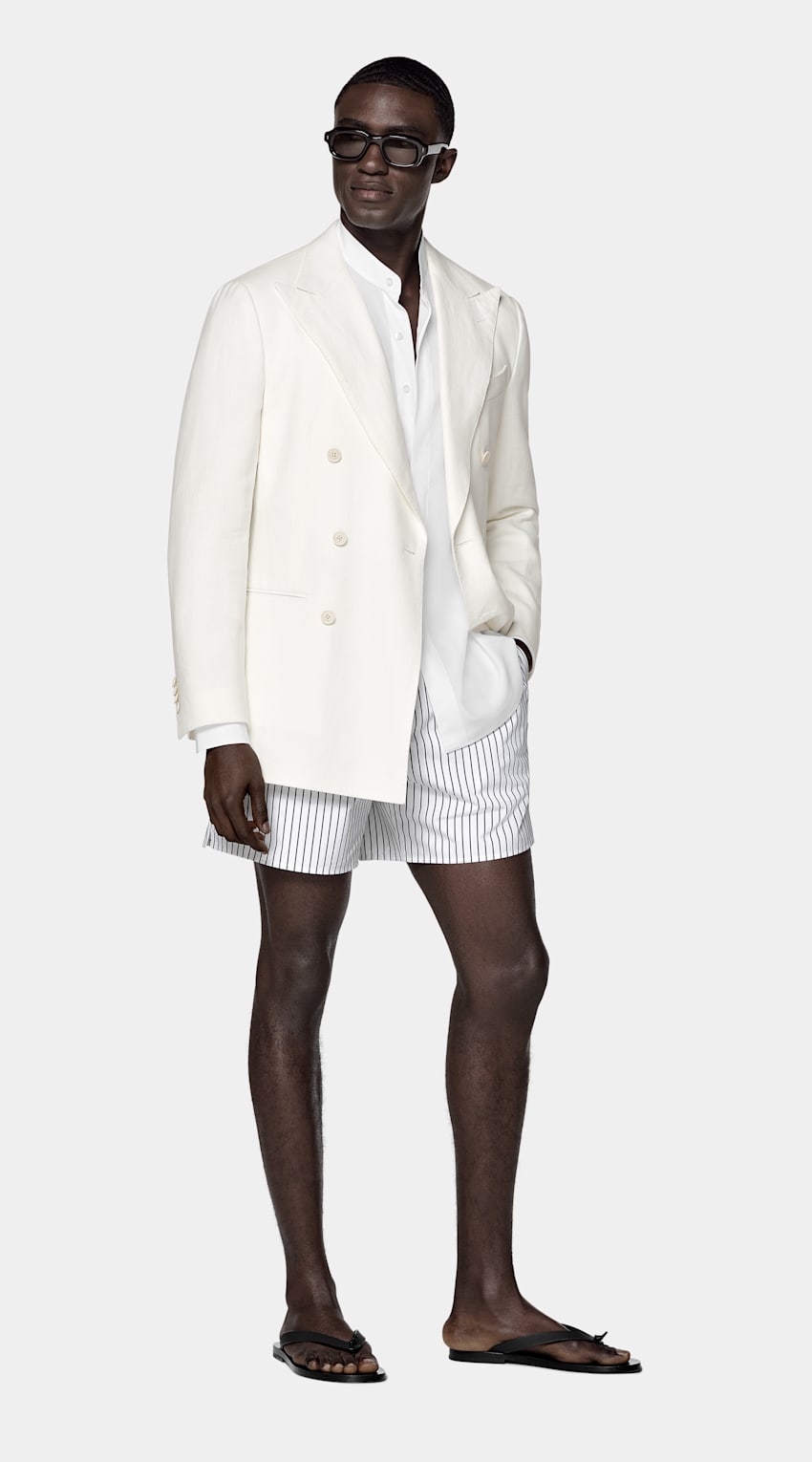 SUITSUPPLY &Eacute;t&eacute; Pur lin par Libeco, Belgique Veste de costume Havana coupe Tailored blanc cass&eacute;