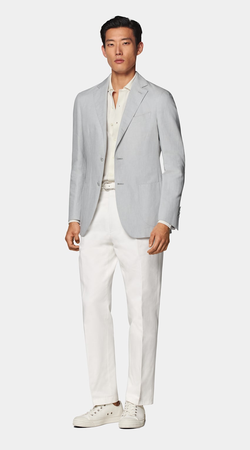 SUITSUPPLY Linen Cotton by Di Sondrio, Italy Light Grey Havana Jacket