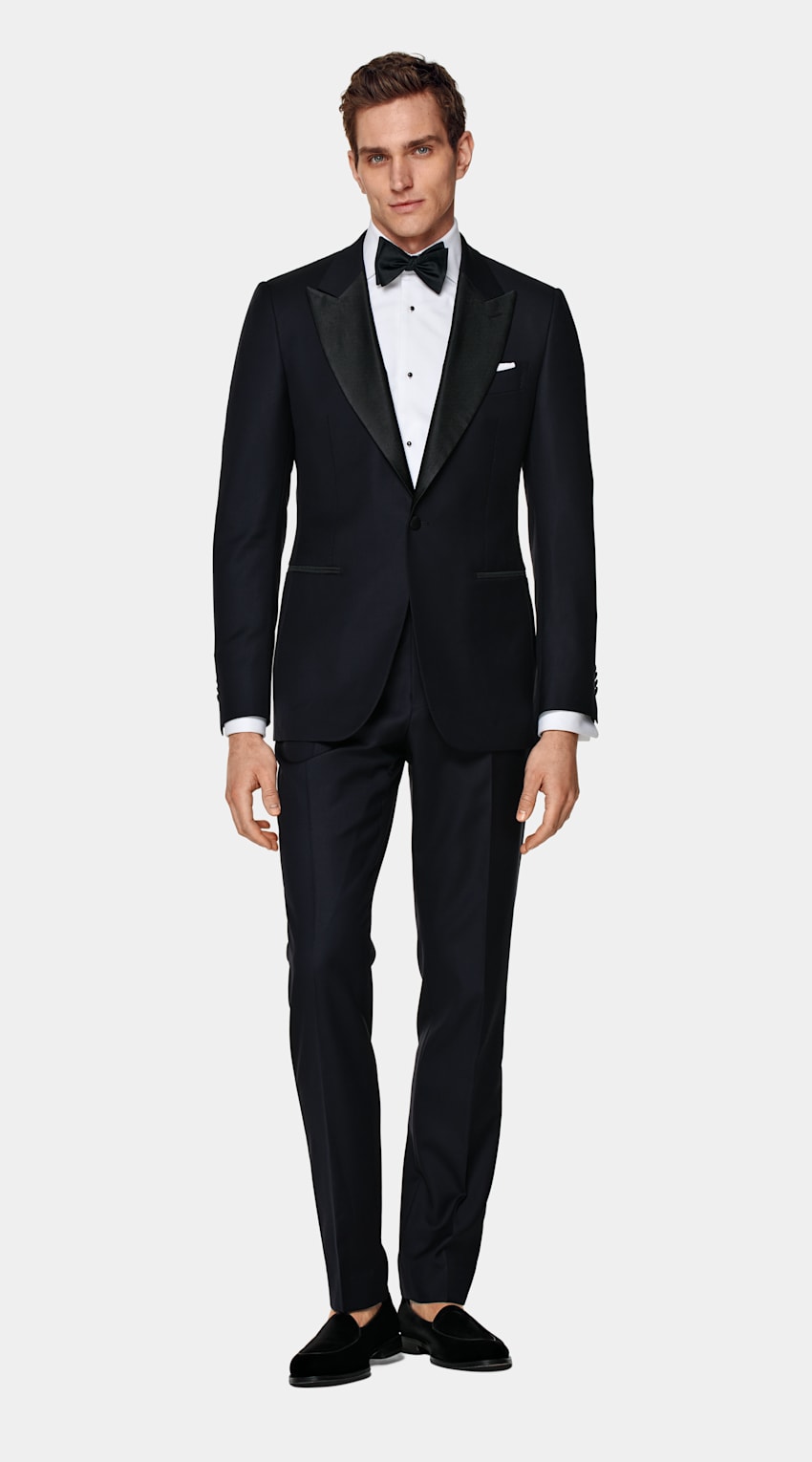 SUITSUPPLY Pure S110's Wool by Vitale Barberis Canonico, Italy Navy Tailored Fit Lazio Dinner Jacket