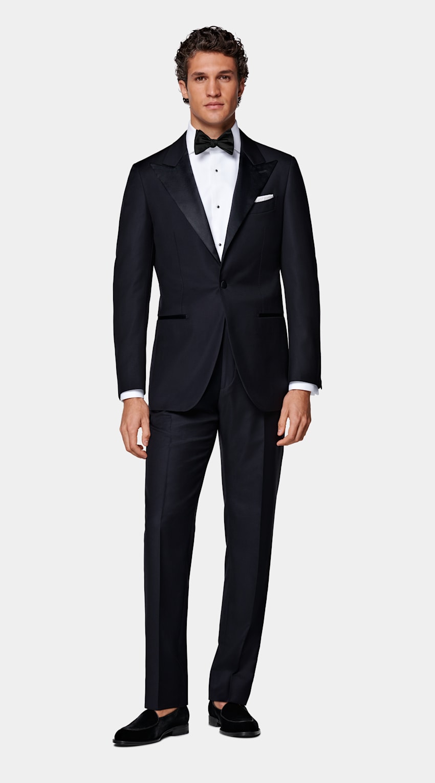 SUITSUPPLY All Season Pure S110's Wool by Vitale Barberis Canonico, Italy Navy Tailored Fit Havana Dinner Jacket
